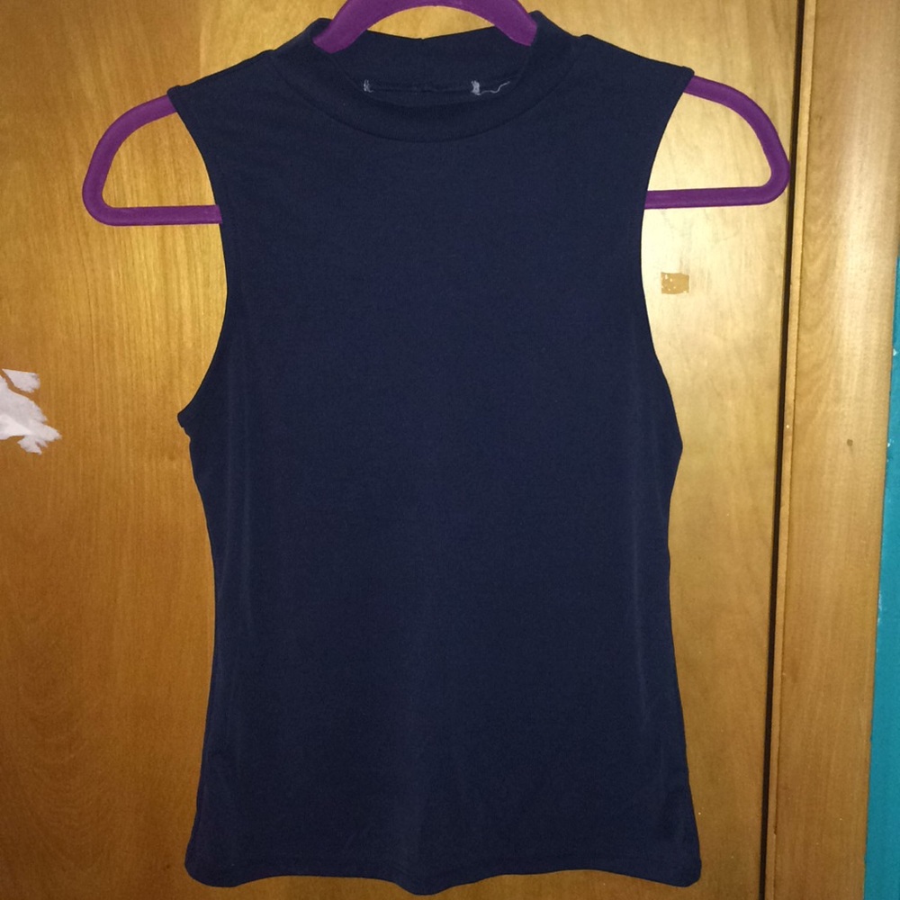 Francesca's Navy Mock Turtle Neck Tank Top